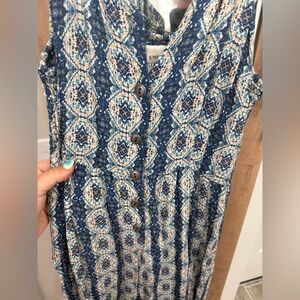 Knox Rose Blue and White Sleeveless Jumpsuit